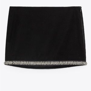 NWT ZARA rhinestone velvet skirt | holiday skirt | size XS